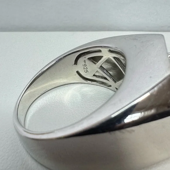 925 Green Spinel Men’s Ring - Picture 10 of 12